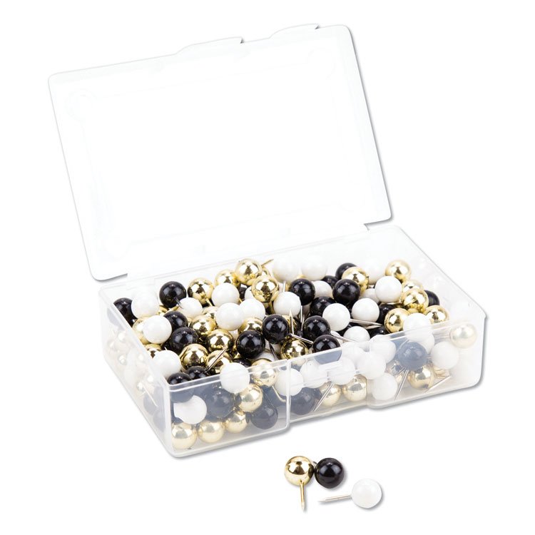 U Brands Fashion Sphere Push Pins, Plastic, Assorted, 0.44", 200/Pack (UBR3084U0624)
