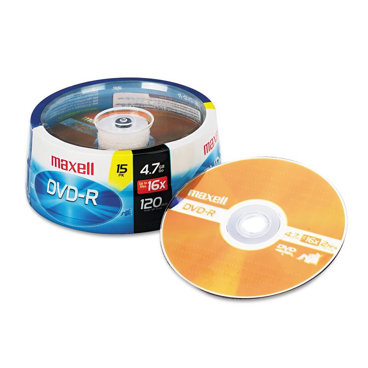 Maxell DVD-R Recordable Disc, 4.7 GB, 16x, Spindle, Gold, 15/Pack (MAX638006)