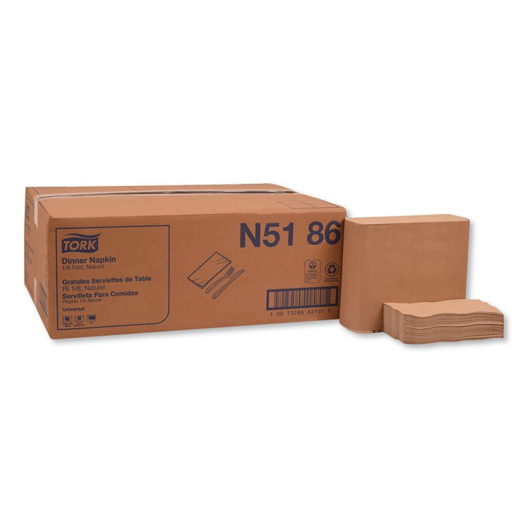 Tork Universal One-Ply Dinner Napkins, 1-Ply, 15" x 17", Natural, 250/Pack, 12PK/CT (TRKN5186)