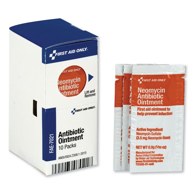 First Aid Only SmartCompliance Antibiotic Ointment, 0.9 g Packet, 10/Box (FAOFAE7021)