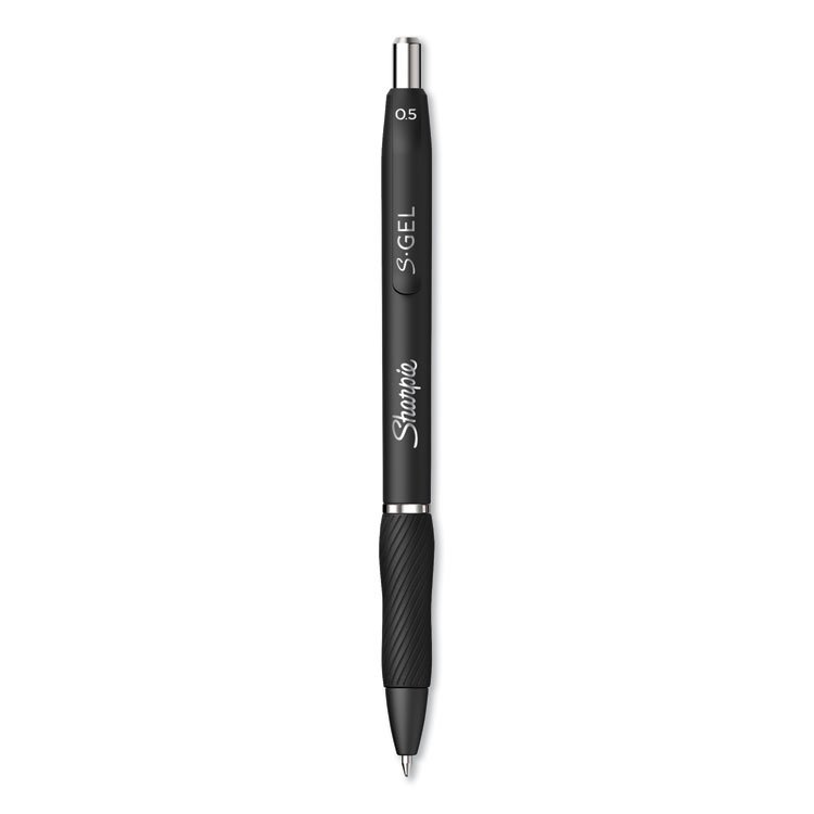 Sharpie S-Gel S-Gel High-Performance Gel Pen, Retractable, Fine 0.5 mm, Black Ink, Black Barrel, Dozen (SAN2096145)