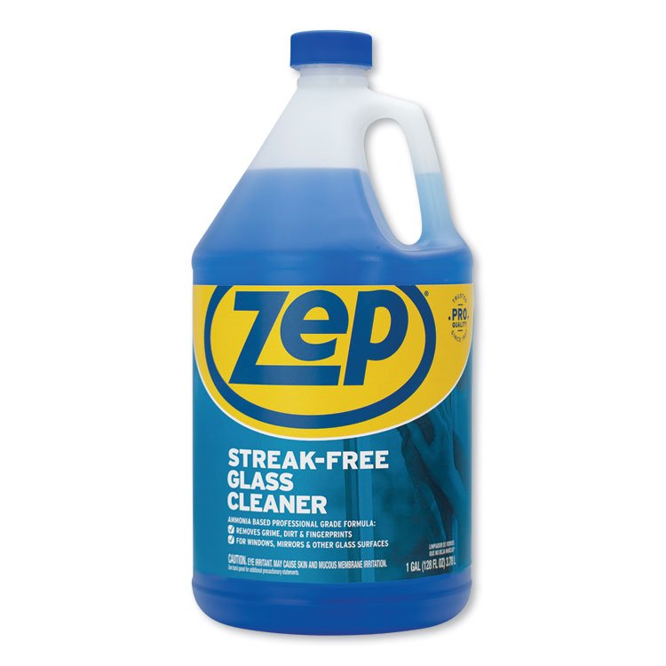 Zep Commercial Streak-Free Glass Cleaner, Pleasant Scent, 1 gal Bottle (ZPEZU1120128EA)