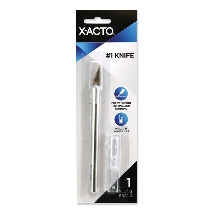 X-ACTO No. 1 Z-Series Precision Utility Knife with Replaceable Steel Blade, Safety Cap, Silver (EPIXZ3601)