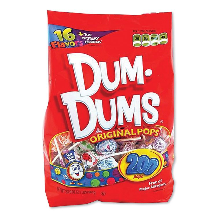 Spangler Dum-Dum-Pops, Assorted, Individually Wrapped, 33.9 oz, 200/Pack (SPASPN71)