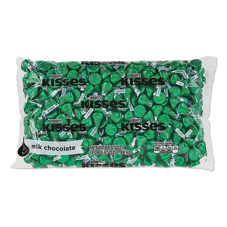 Hershey's KISSES Milk Chocolate, Green Wrappers, 66.7 oz Bag (HRS60347)