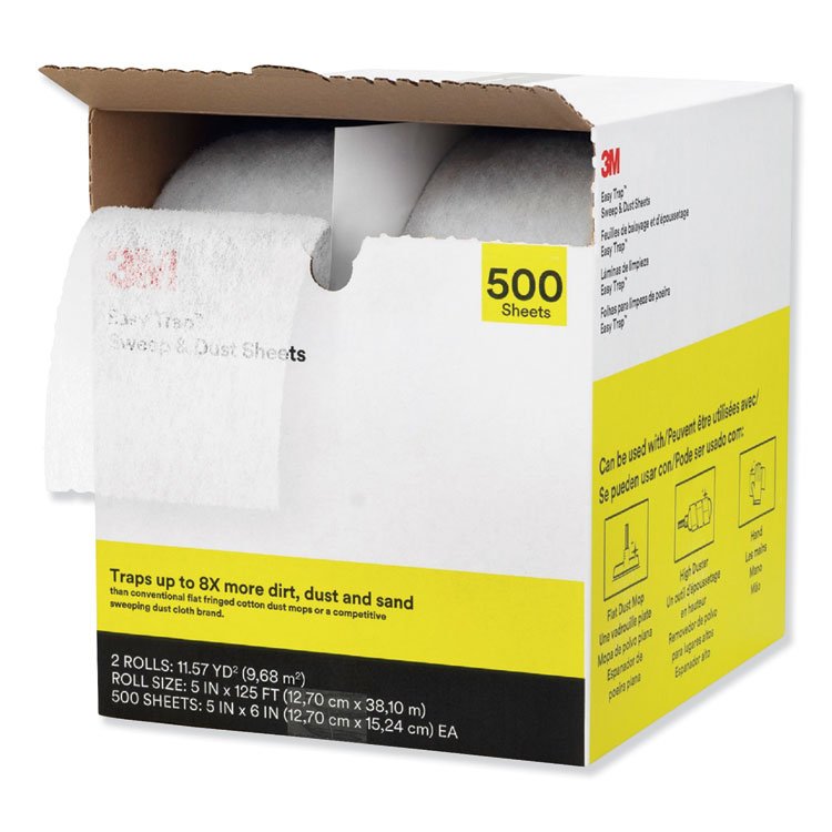 3M Easy Trap Duster, 5" x 125 ft, White, 250 Sheet/Roll, 2 Rolls/Carton (MMM55655W)