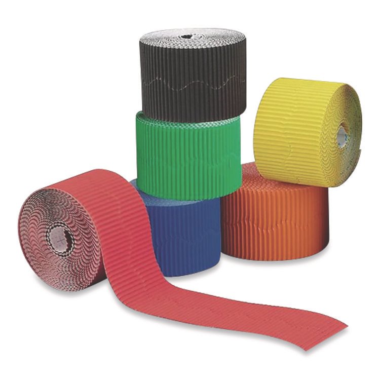 Pacon Bordette Decorative Border, 2.25" x 50 ft, Assorted Colors, 6/Carton (PAC37450)