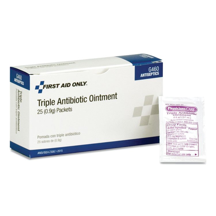 First Aid Only Triple Antibiotic Ointment, 0.03 oz Packet, 25/Box (FAOG460)