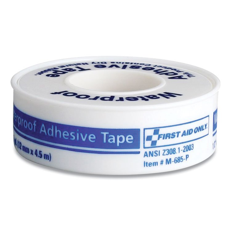 First Aid Only Waterproof-Adhesive Medical Tape with Dispenser, Acrylic, 0.5" x 15 ft, White (FAO730014)