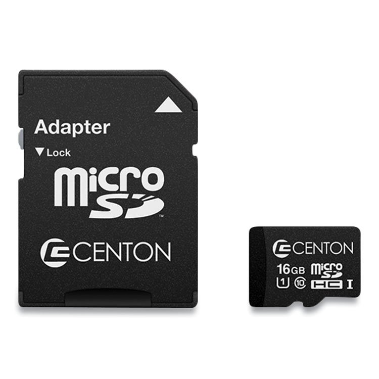 Centon microSDHC Memory Card with SD Adapter, UHS-I U1 Class 10, 16 GB (CELS1MSDHU116G)