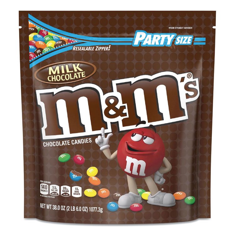 M & M's Milk Chocolate Candies, Milk Chocolate, 38 oz Bag (MNM55114)