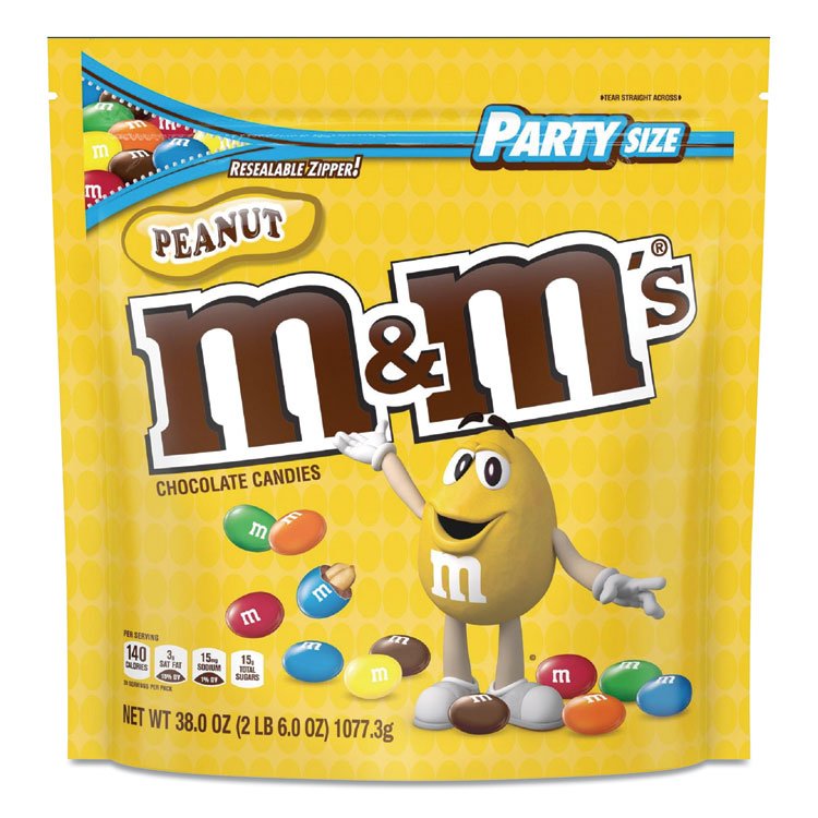 M & M's Milk Chocolate Candies, Milk Chocolate and Peanuts, 38 oz Bag (MNM55116)