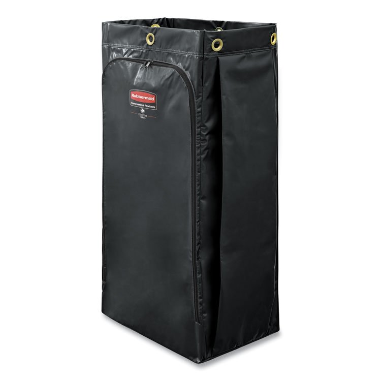 Rubbermaid Commercial Replacement Executive Vinyl Bag for Rubbermaid Commercial High-Capacity Cleaning Carts, 34 gal, Black, 4/Carton (RCP1966886)