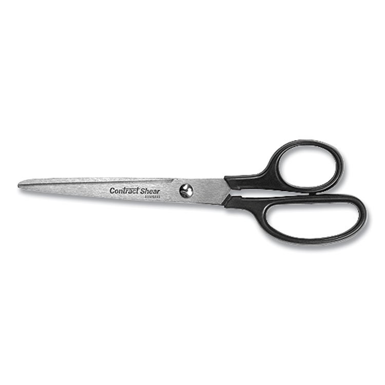 Westcott Contract Stainless Steel Standard Scissors, 7" Long, 3.13" Cut Length, Straight Black Handle (WTC10571)