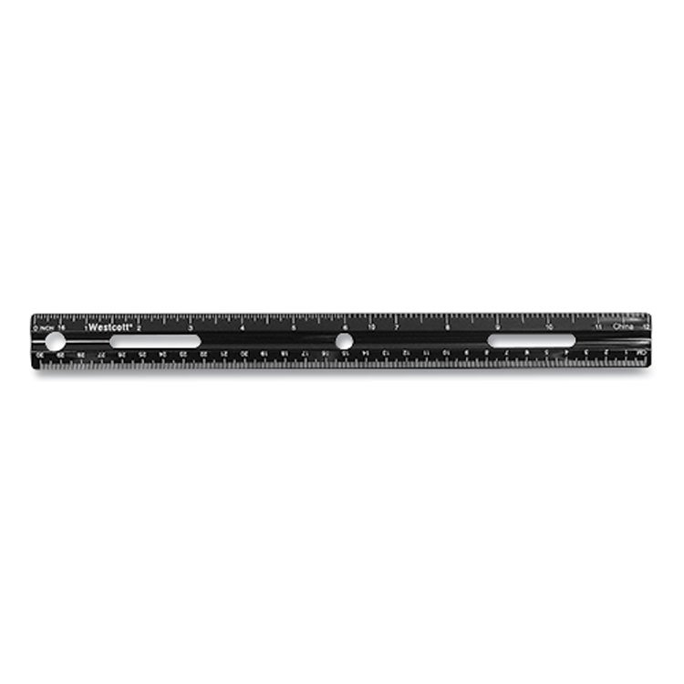 Westcott KleenEarth Recycled Ruler, Standard/Metric, 12" Long, Plastic, Black (WTC41015)