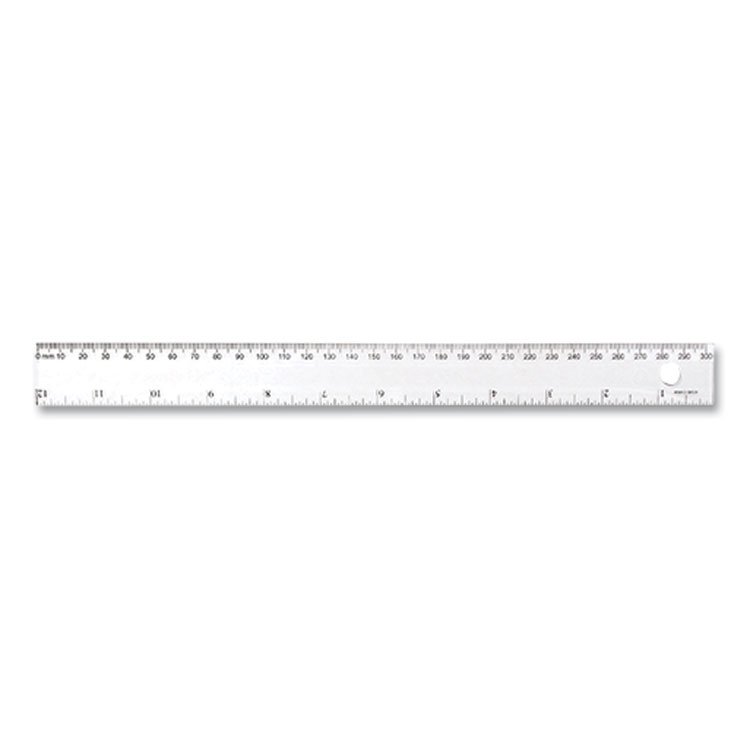 Westcott Transparent Shatter-Resistant Plastic Ruler, Standard/Metric, 12" Long, Clear (WTC45012)