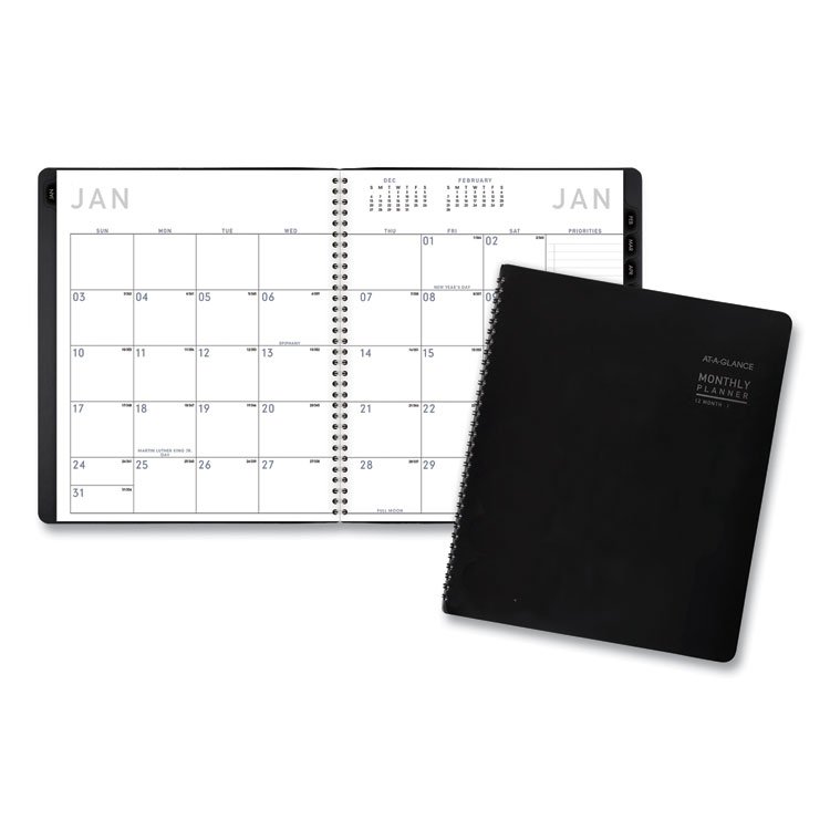 AT-A-GLANCE Contemporary Monthly Planner, Premium Paper, 11 x 9, Black Cover, 12-Month (Jan to Dec): 2026 (AAG70260X05)