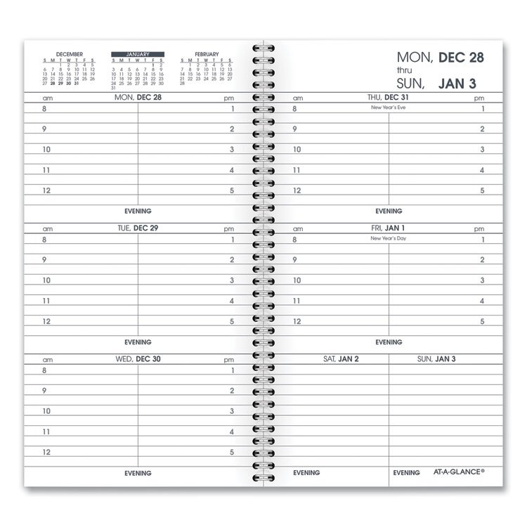 AT-A-GLANCE Weekly Appointment Book Refill Hourly Ruled, 6.25 x 3.25, White Sheets, 12-Month (Jan to Dec): 2026 (AAG7090410)
