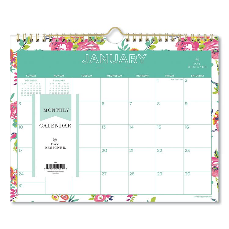 Blue Sky Day Designer Peyton Wall Calendar, Floral Artwork, 11 x 8.75, White/Multicolor Sheets, 12-Month (Jan to Dec): 2026 (BLS103629)