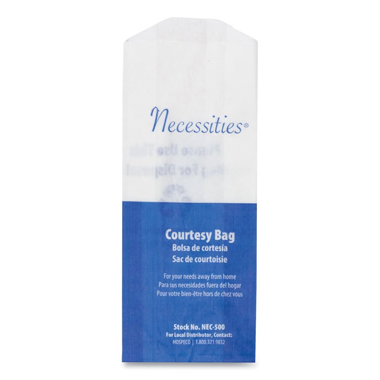 HOSPECO Feminine Hygiene Convenience Disposal Bag, 3" x 1.5" x 7.75", White, 500/Carton (HOSNEC500)