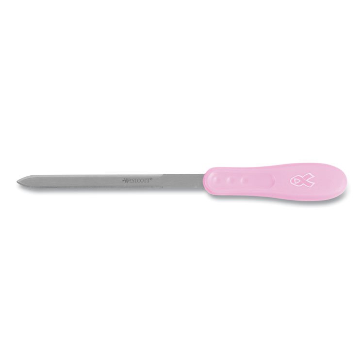 Westcott Pink Ribbon Stainless Steel Letter Opener, Breast Cancer Awareness, 9", Pink (ACM15424)