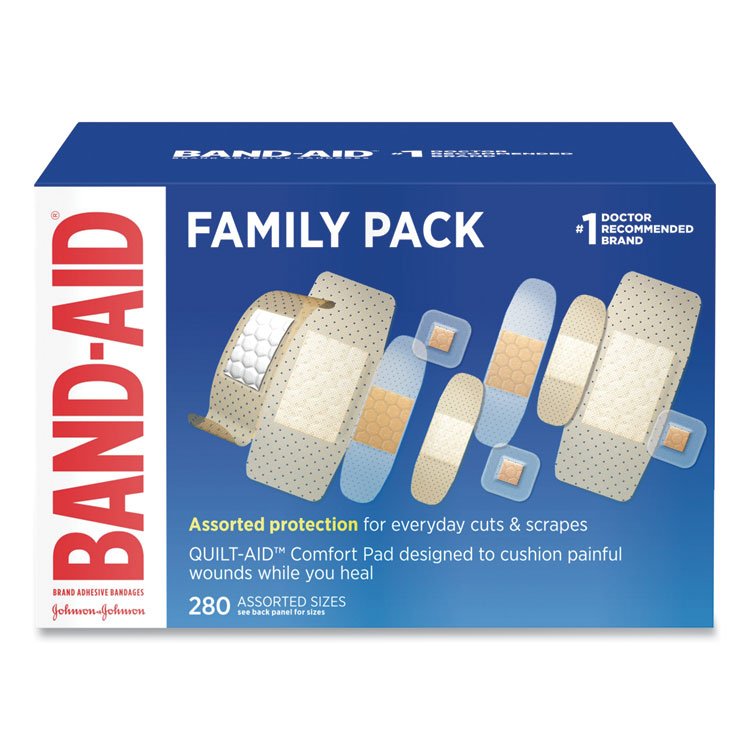 BAND-AID Sheer and Clear Adhesive Bandages, Assorted Sizes, 280/Box (JOJ4711)