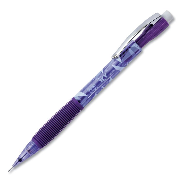 Pentel Icy Mechanical Pencil, 0.7 mm, HB (#2), Black Lead, Transparent Violet Barrel, Dozen (PENAL27TV)