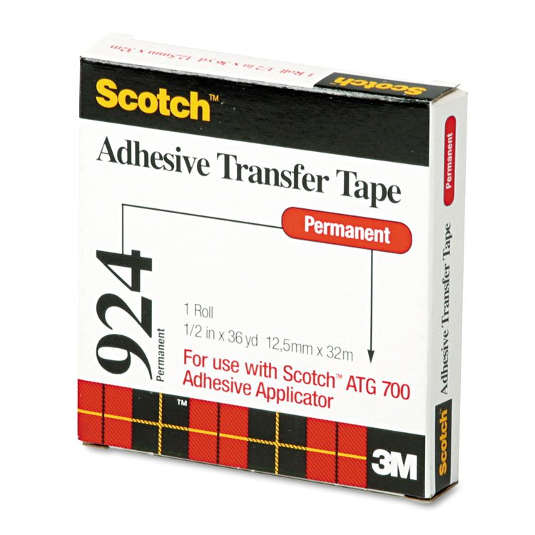Scotch ATG Adhesive Transfer Tape, Permanent, Holds Up to 0.5 lbs, 0.5" x 36 yds, Clear (MMM92412)