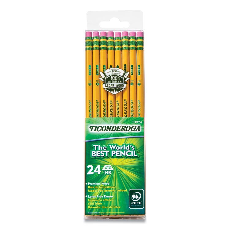 Ticonderoga Pencils, HB (#2), Black Lead, Yellow Barrel, 24/Pack (DIX13924)