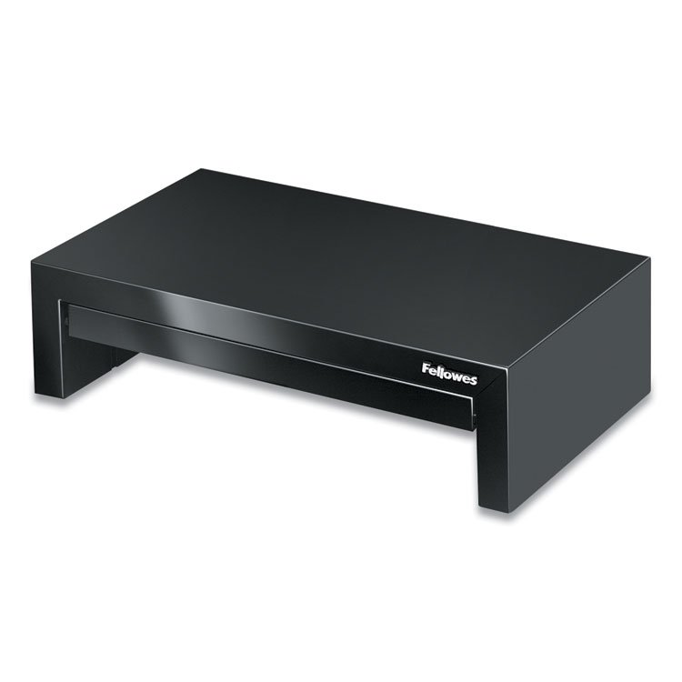 Fellowes Designer Suites Monitor Riser, For 21" Monitors, 16" x 9.38" x 4.38" to 6", Black Pearl, Supports 40 lbs (FEL8038101)