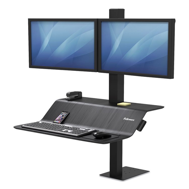 Fellowes Lotus VE Sit-Stand Workstation - Dual, 29" x 28.5" x 42.5", Black (FEL8082001)