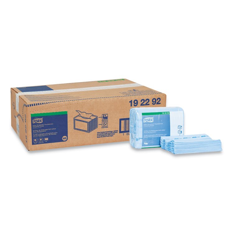 Tork Small Pack Foodservice Cloth, 1-Ply, 11.75 x 14.75, Unscented, Blue/Blue Stripe, 50/Poly Pack, 4 Packs/Carton (TRK192292)