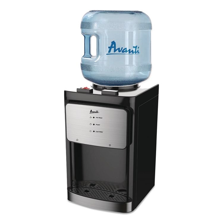 Avanti Counter Top Thermoelectric Hot and Cold Water Dispenser, 3 gal to 5 gal, 12 x 13 x 20, Black/Stainless Steel (AVAWDT40Q3SIS)