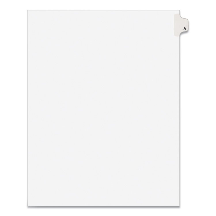 Avery Preprinted Legal Exhibit Side Tab Index Dividers, Avery Style, 26-Tab, A, 11 x 8.5, White, 25/Pack, (1401) (AVE01401)