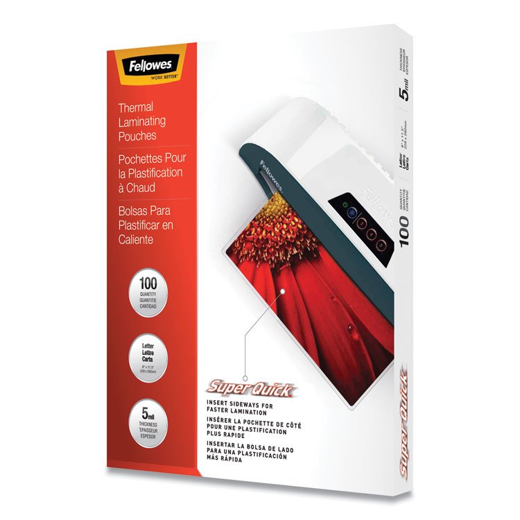 Fellowes Laminating Pouches, 5 mil, 9" x 11", Gloss Clear, 100/Pack (FEL5223001)