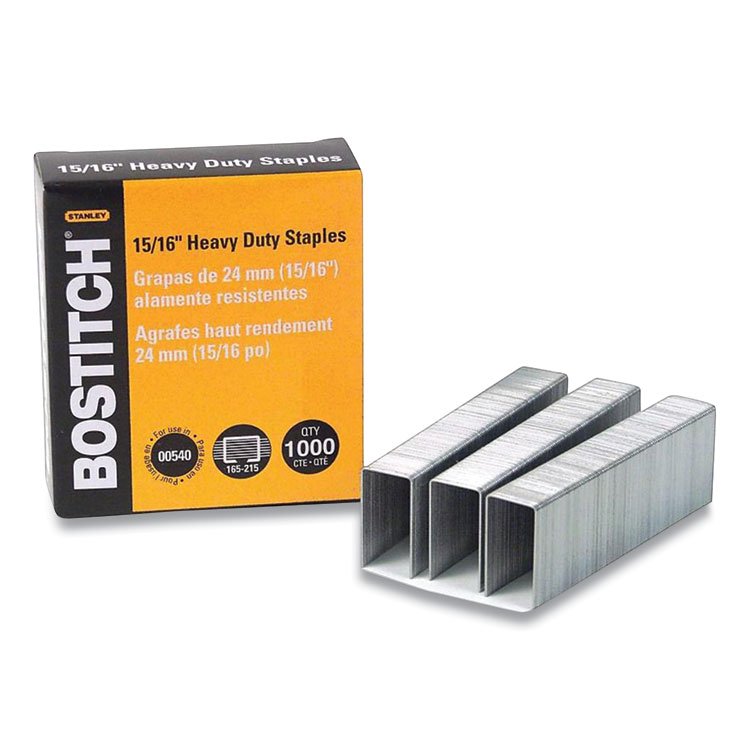 Bostitch Heavy-Duty Premium Staples, 0.94" Leg, 0.5" Crown, Carbon Steel, 1,000/Box (BOSSB351516HC1M)