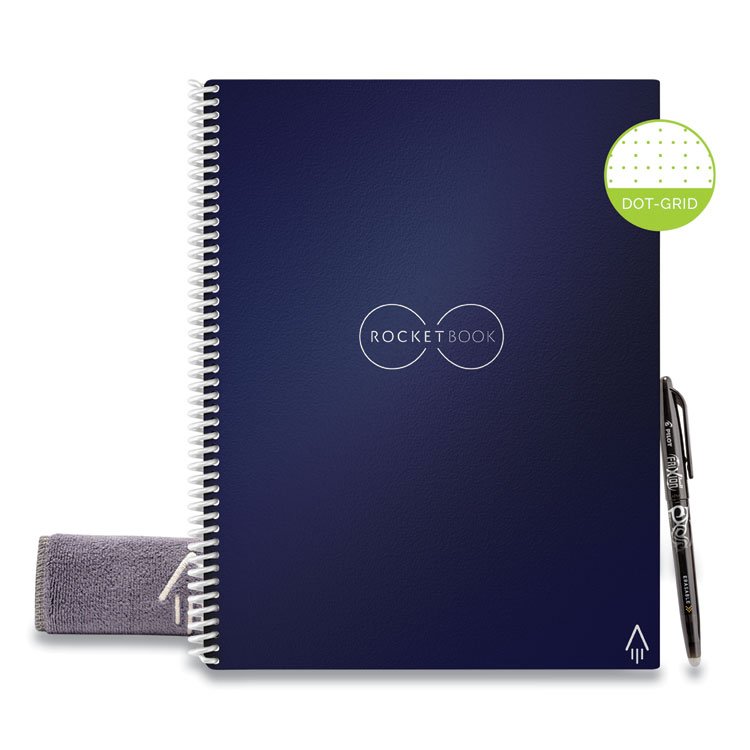 Rocketbook Core Smart Notebook, Dotted Rule (4 sq/in), Midnight Blue Cover, (16) 11 x 8.5 Sheets (RKBEVRLRCDF)