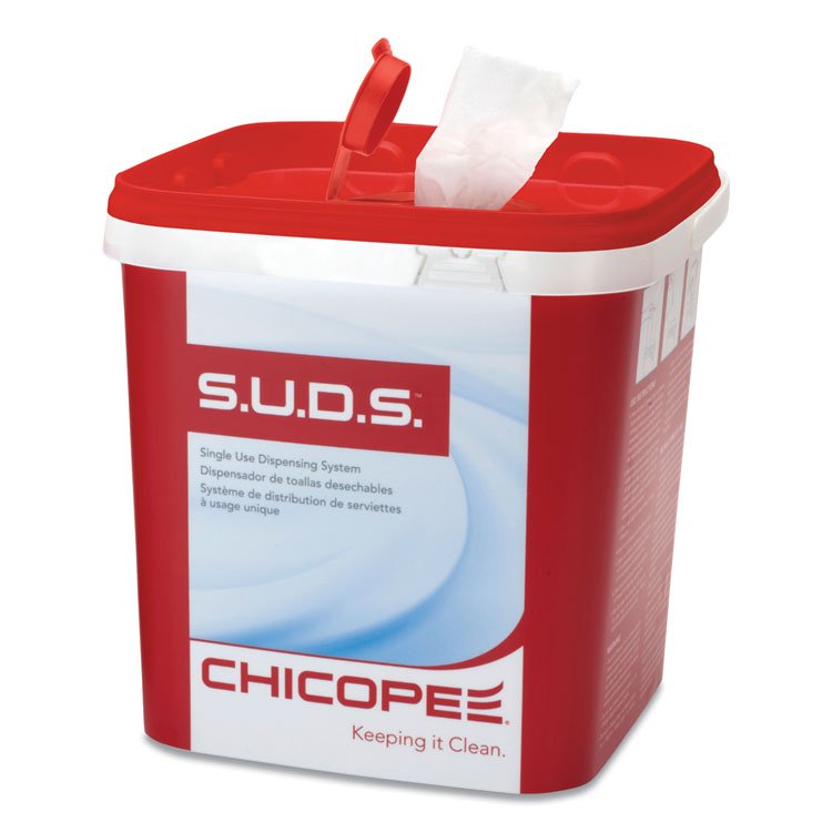 Chicopee S.U.D.S Bucket with Lid, 7.5 x 7.5 x 8, Red/White, 6/Carton (CHI0727)
