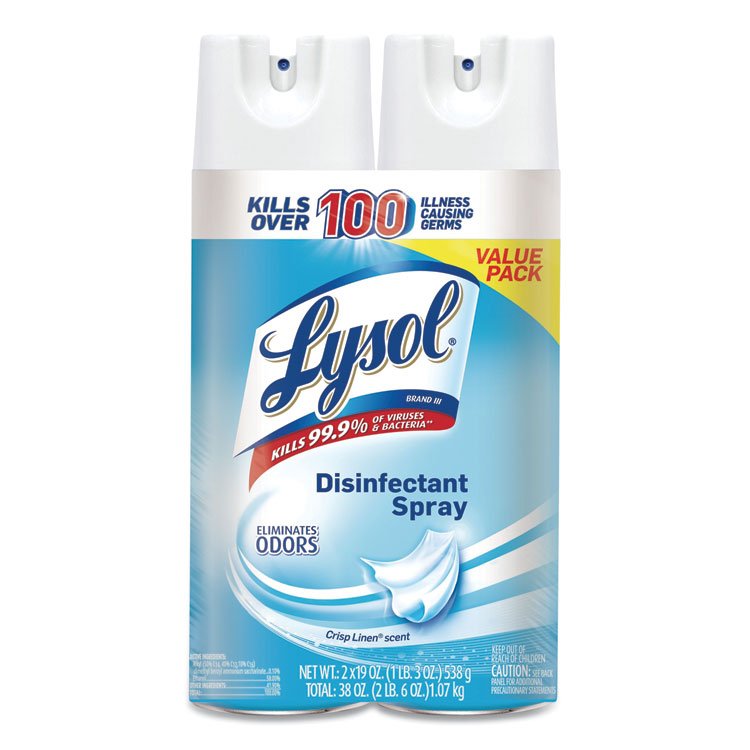 LYSOL Brand Disinfectant Spray, Crisp Linen, 19 oz Aerosol Spray, 2/Pack, 4 Packs/Carton (RAC99608CT)