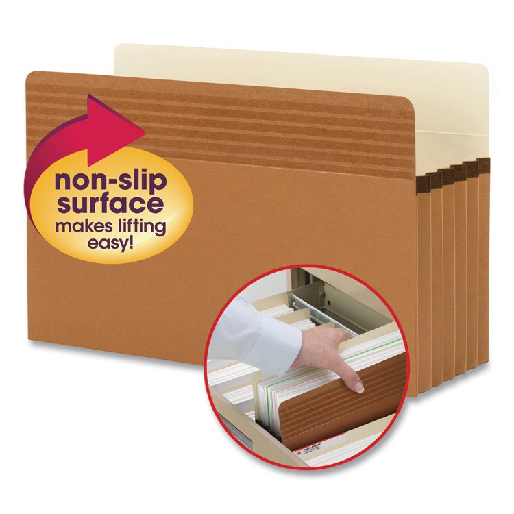 Smead Easy Grip Pockets, 5.25" Expansion, Legal Size, Redrope, 10/Box (SMD73211)