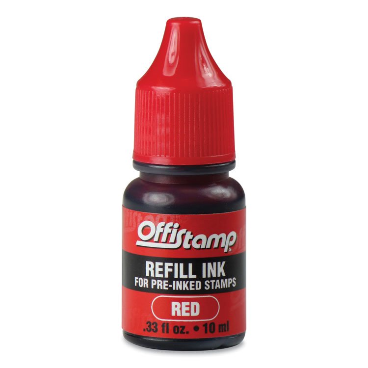 Offistamp Refill Ink for Pre-Inked Stamps, 0.33 oz, Red (MKG034517)