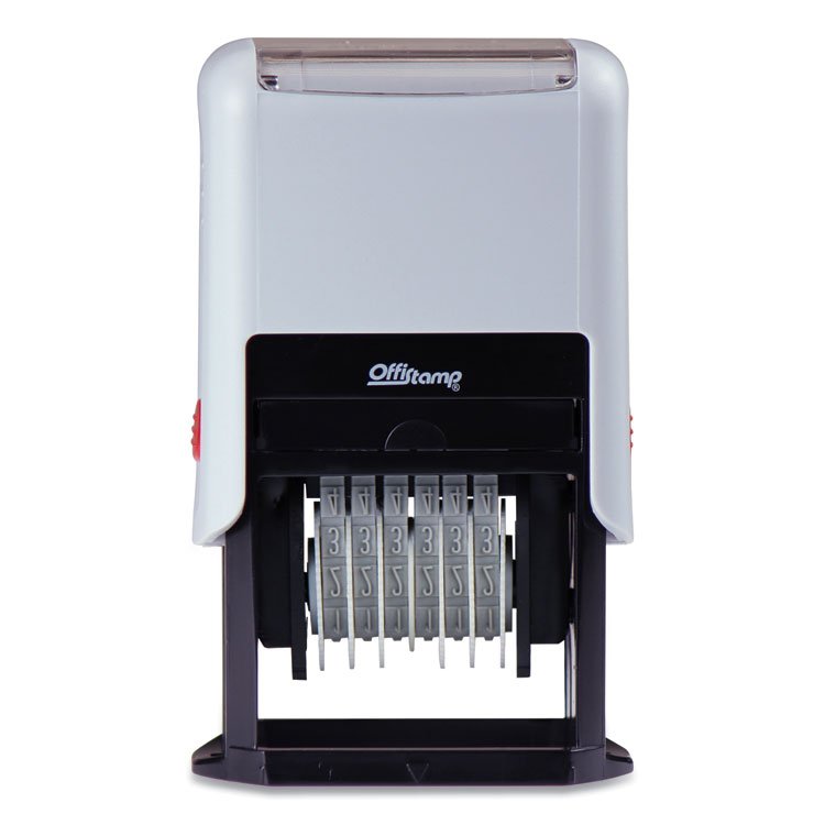 Offistamp Numberer, Pre-Inked/Re-Inkable, 6 Bands, 1.88 x 0.25, Black (MKG034525)