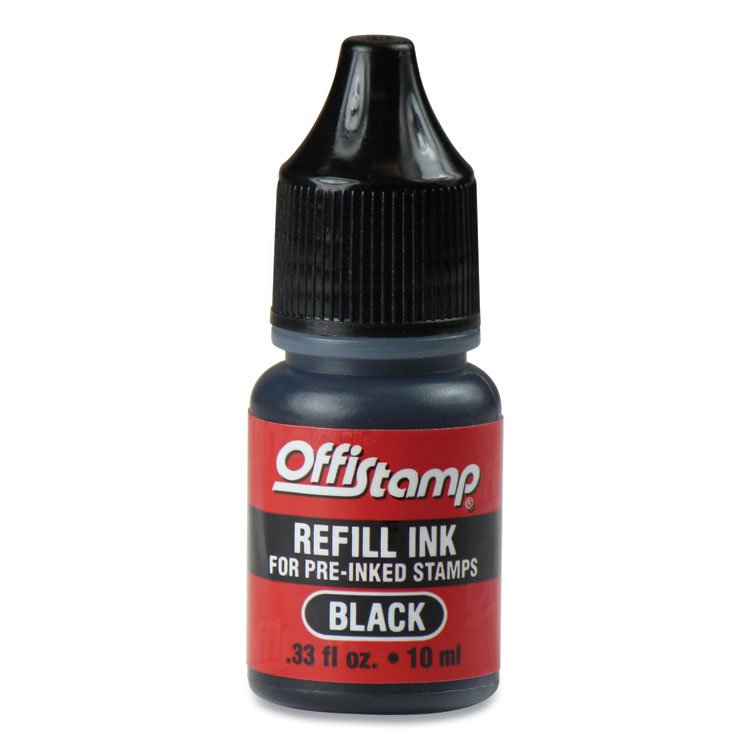 Offistamp Refill Ink for Pre-Inked Stamps, 0.33 oz, Black (MKG090724)