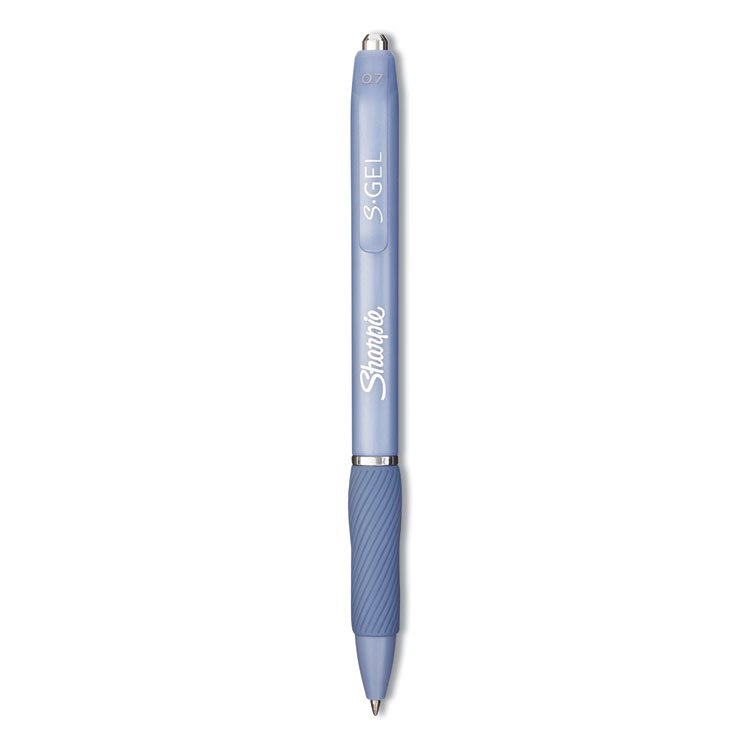 Sharpie S-Gel S-Gel Fashion Barrel Gel Pen, Retractable, Medium 0.7 mm, Black Ink, Frost Blue Barrel, Dozen (SAN2126232)