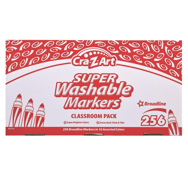 Cra-Z-Art Super Washable Markers Classpack, Broad Bullet Tip, Assorted Colors, 256/Set (CZA740091)