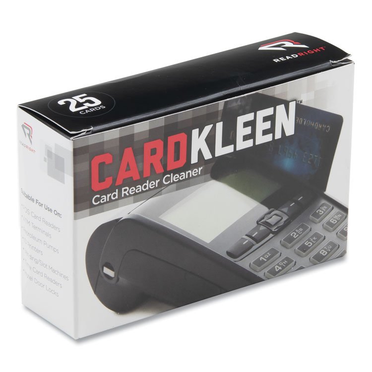 Read Right CardKleen Presaturated Magnetic Head Cleaning Cards, 3 3/8" x 2 1/8", 25/Box (REARR1222)