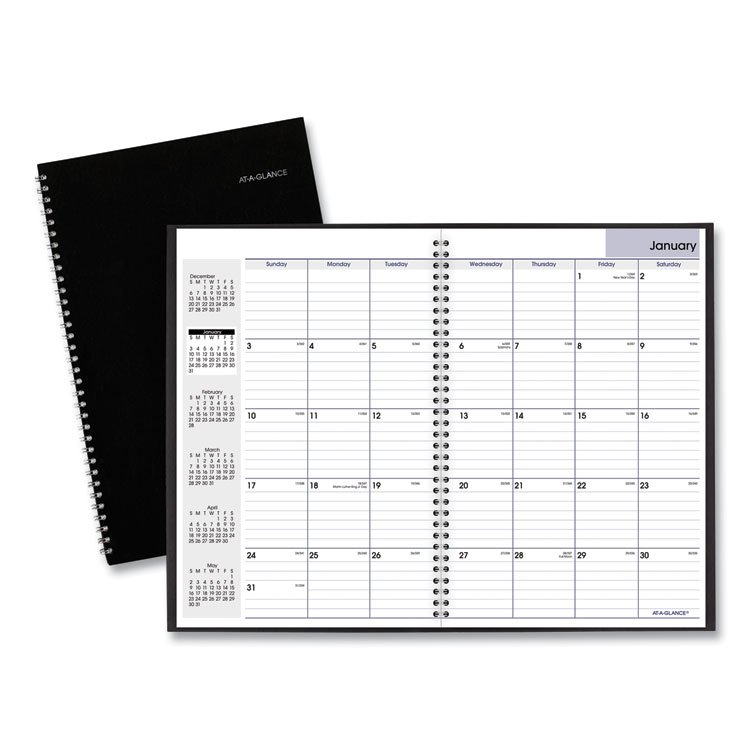 AT-A-GLANCE DayMinder Monthly Planner, Ruled Blocks, 12 x 8, Black Cover, 14-Month: Dec 2025 to Jan 2027 (AAGSK200)