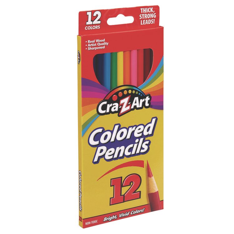 Cra-Z-Art Colored Pencils, 12 Assorted Lead and Barrel Colors, 12/Set (CZA1040472)