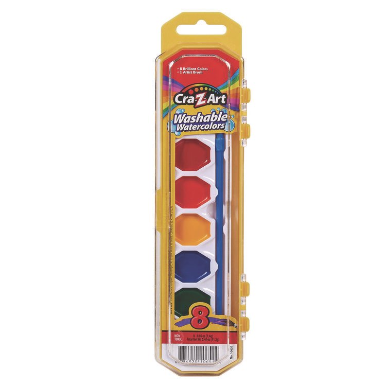 Cra-Z-Art Washable Watercolors, 8 Assorted Colors, Palette Tray (CZA1065172)