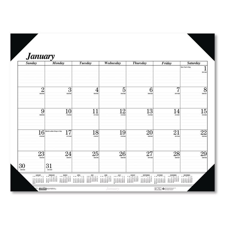House of Doolittle Recycled One-Color Dated Monthly Desk Pad Calendar, 18.5 x 13, White Sheets, Black Binding/Corners,12-Month (Jan-Dec): 2026 (HOD0124)